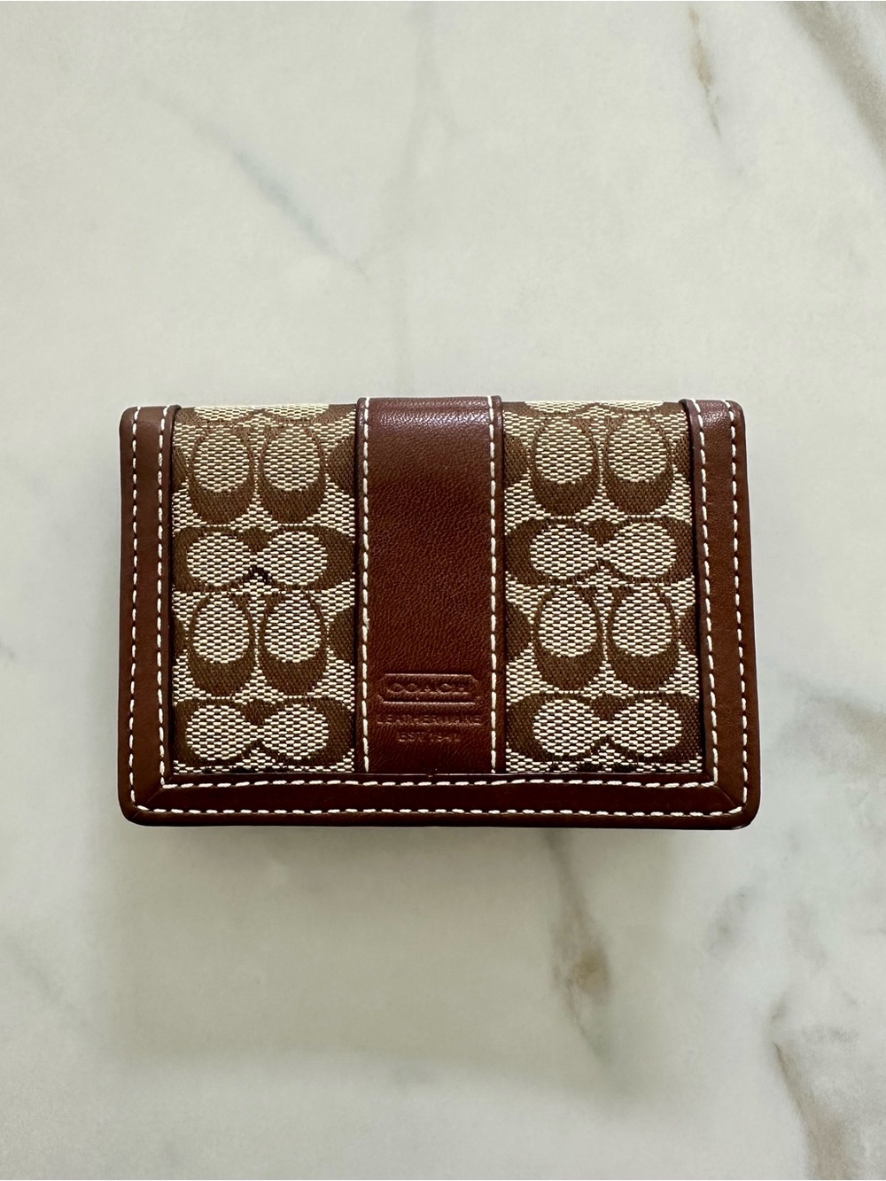 Vintage Y2K Coach Signature Canvas Brown Card Coin Wallet